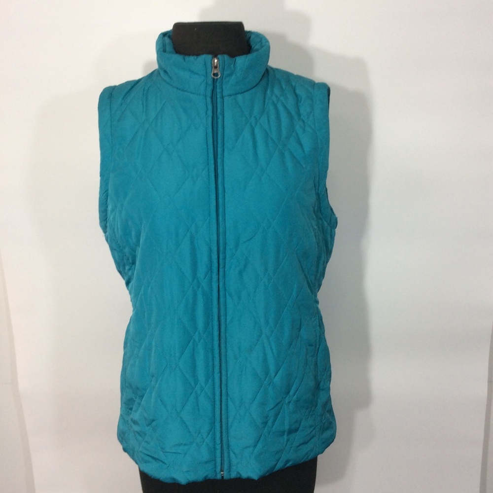 Croft & Barrow M Blue Quilted Vest Full Zip